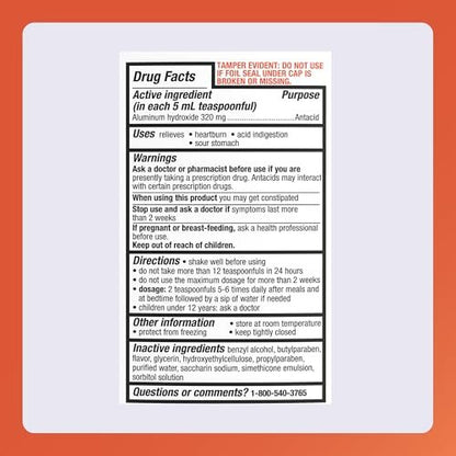 Rugby 320 mg Aluminum Hydroxide Gel, USP - Antacid Liquid - Upset Stomach, Acid Indigestion, and Heartburn Relief - Sugar-Free - Mint Flavored - 16 Fl. Oz. (1 Pack)
