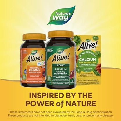Nature's Way Alive! Adult Premium Multivitamin Gummy Supplement, Full B-Vitamin Complex, Supports Energy Metabolism & Heart Health, Grape and Cherry Flavored, 90 Gummies (Packaging May Vary)