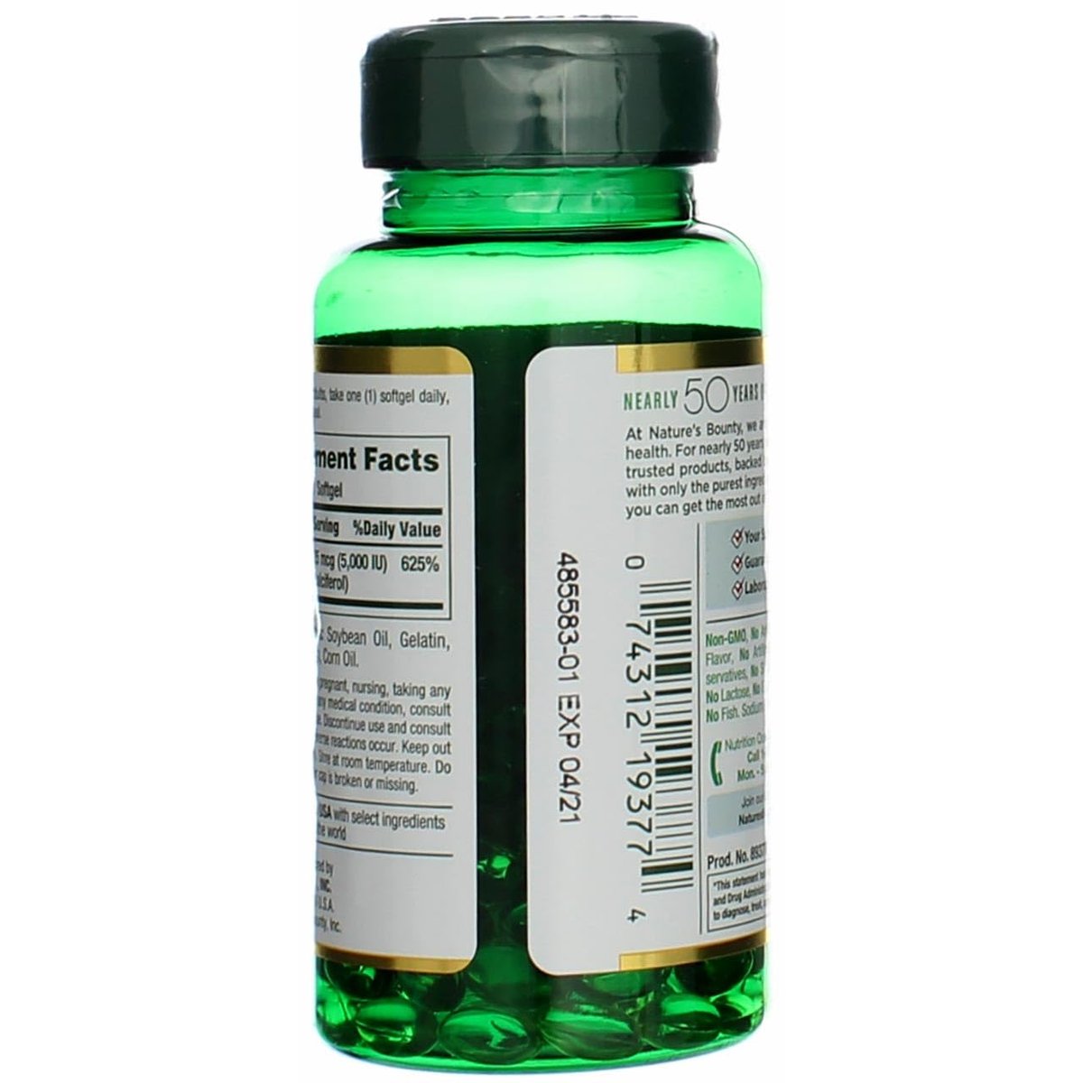 Nature's Bounty Vitamin D 5000 IU Softgels, 100 Count – Immune & Bone Health Support - görsel 9