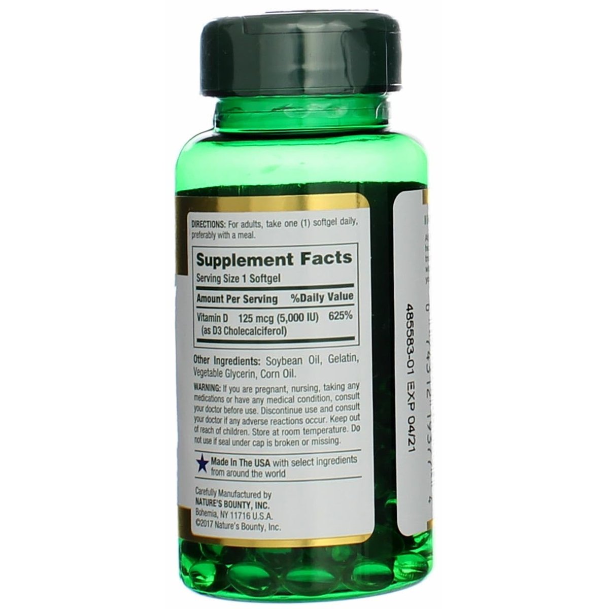 Nature's Bounty Vitamin D 5000 IU Softgels, 100 Count – Immune & Bone Health Support - görsel 7