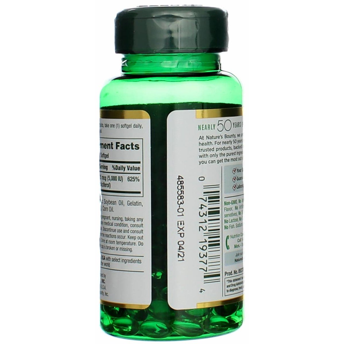 Nature's Bounty Vitamin D 5000 IU Softgels, 100 Count – Immune & Bone Health Support - görsel 11