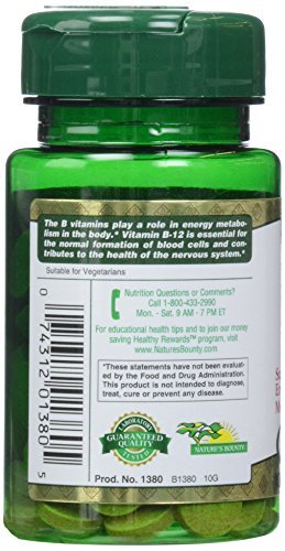 Nature's Bounty Vitamin B-12 1000 mcg Tablets, 100 Count - görsel 1