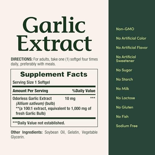 Nature’s Bounty Garlic Extract, Herbal Supplement, Supports Circulatory Function, 1000mg, 100 Rapid Release Softgels - görsel 9