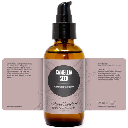 Edens Garden Camellia Seed Carrier Oil- 100% Pure Premium Cold Pressed & Hexane Free, Natural Moisturizer for Face, Skin, Hair, Scalp & Nail Care, Diluting Essential Oils & Massage 118 ml (4 fl oz)