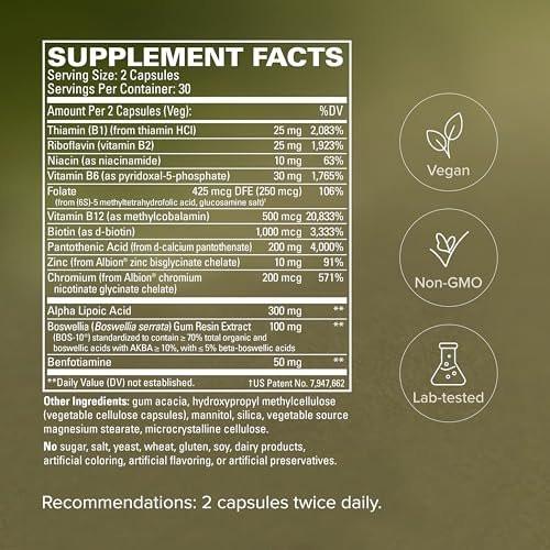 Terry Naturally Healthy Feet & Nerves - Herbal Supplement with Bioactive Vitamin B12 - Circulation & Nerve Health Support Supplement - Vegan Capsules with Boswellia Serrata - 60 Capsules - görsel 2