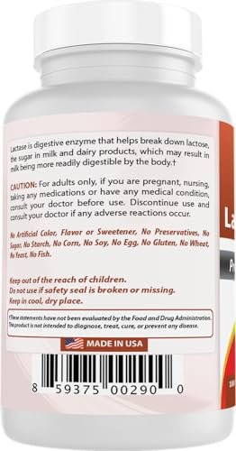 Best Naturals Fast Acting Lactase Enzyme, 3000 FCC ALU, 180 Tablets (Pack of 2) - 360 Count - görsel 7