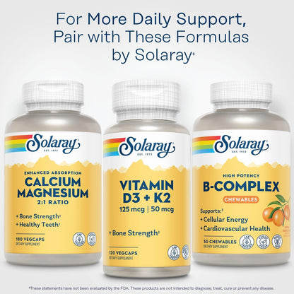 SOLARAY Vitamin B Complex Orange Chewables - High Potency B Complex Vitamins w/VIT B12, B6, B2, Biotin, Folic Acid, Vitamin C, Cellular Energy, Cardiovascular Support, Vegan, Gluten Free, 50 Servings