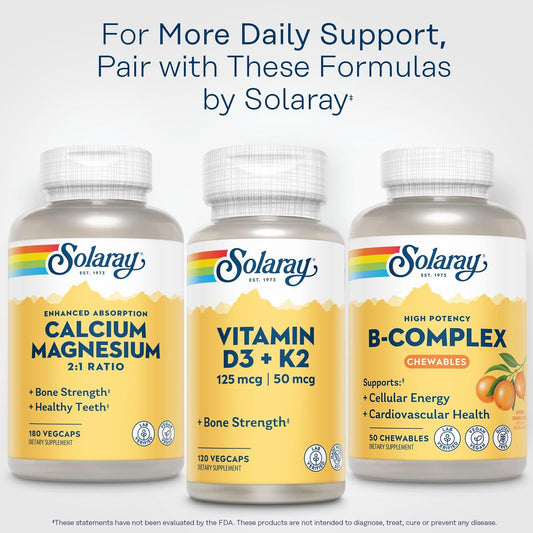 SOLARAY Vitamin B Complex Orange Chewables - High Potency B Complex Vitamins w/VIT B12, B6, B2, Biotin, Folic Acid, Vitamin C, Cellular Energy, Cardiovascular Support, Vegan, Gluten Free, 50 Servings