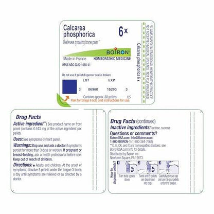 Boiron Calcarea Phosphorica 6X for Growing Bone Pain - 80 Pellets