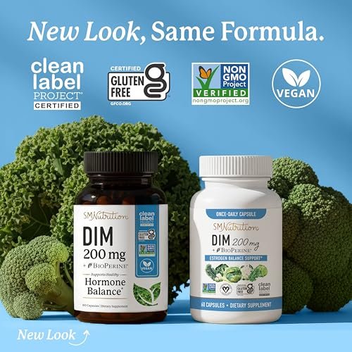 DIM Supplement 200 mg | Estrogen Balance for Women & Men | Hormonal Acne, Hormone Balance, Menopause & Antioxidant Support | Clean Label Project Certified, Vegan & Soy Free Diindolylmethane | 60 Ct. - görsel 2