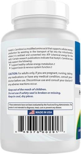 Best Naturals Acetyl L-Carnitine (ALCAR) 500mg, 120 Capsules, 120 Servings - Non-GMO and Gluten Free, 1 Capsule per Serving - görsel 9
