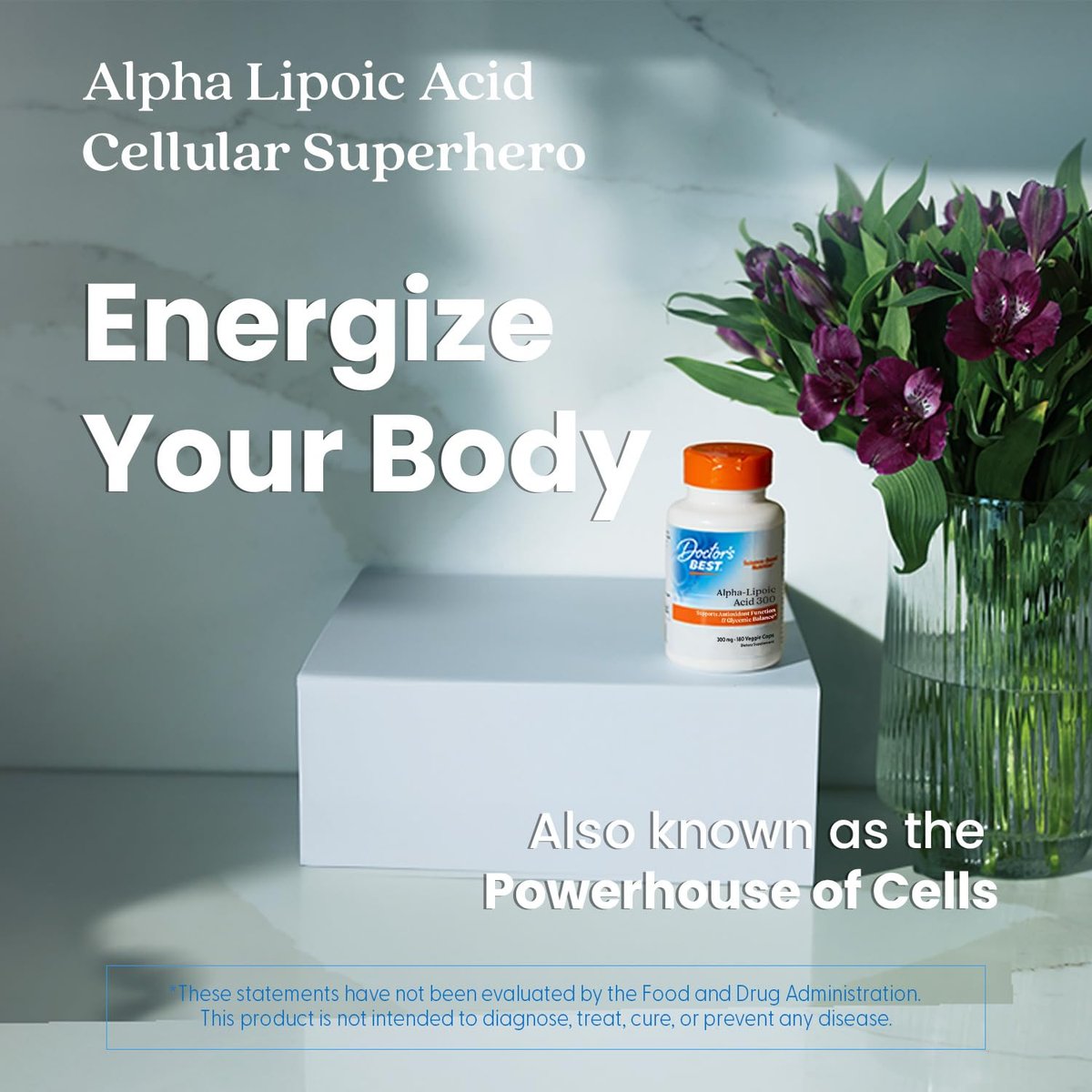 Doctor's Best Alpha Lipoic Acid Supplement 300mg - Alpha-Lipoic Acid Caps for Men & Women, ALA Antioxidant Support for Nerve Health, Aids in Cellular Function, Non GMO, Gluten Free - 180 Veg Capsules - görsel 6
