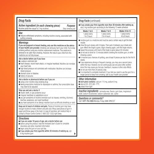 Rugby Polacrilex 2mg Nicotine Gum - Mint Flavor, Quit Smoking and Vaping Aid, Sugar-Free, 110 Count (1-Pack) - görsel 17