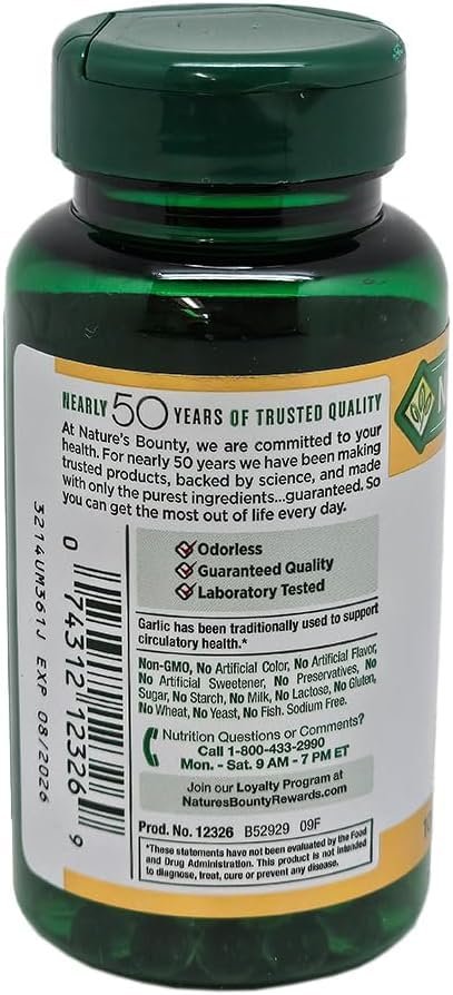 Nature's Bounty Garlic Extract 1000 mg Softgels, 100 Count (Pack of 2) - görsel 3