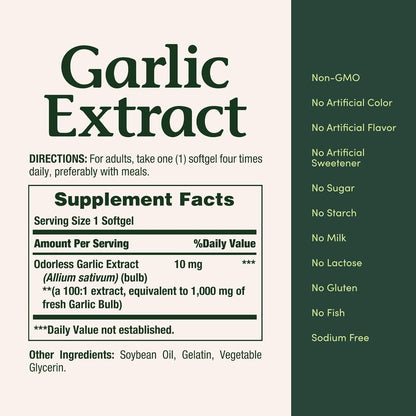 Nature's Bounty Garlic Extract 1000 mg Softgels, 100 Count (Pack of 2)