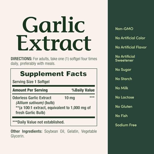 Nature's Bounty Garlic Extract 1000 mg Softgels, 100 Count (Pack of 2) - görsel 4