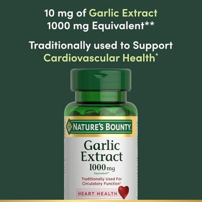 Nature's Bounty Garlic Extract 1000 mg Softgels, 100 Count (Pack of 2)
