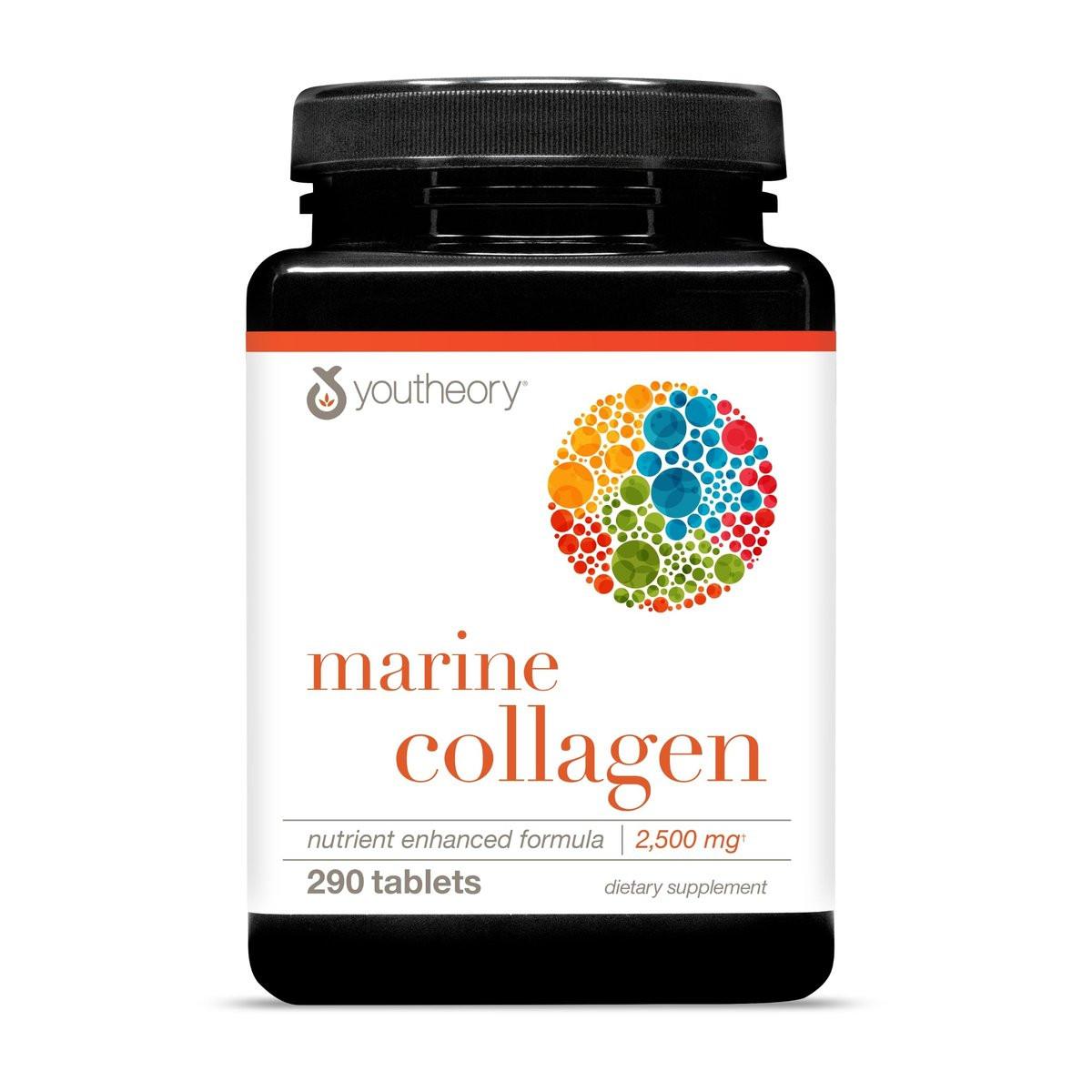 Youtheory Marine Collagen Tablets - 2,500 mg Fish-Sourced Collagen Peptides- with Vitamins A, C, E, B6 & B12 - Supports Joint & Nail Health* - Highly Absorbable - 290 Tablets (58-Day Supply) - görsel 4
