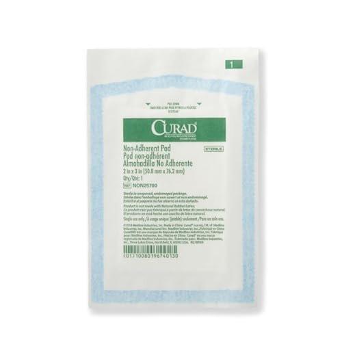 Curad Sterile Nonadherent Pad, Soft, Perforated, Absorbent, Cotton/Polyester, 2" x 3", Sterile, 100 pads - görsel 7