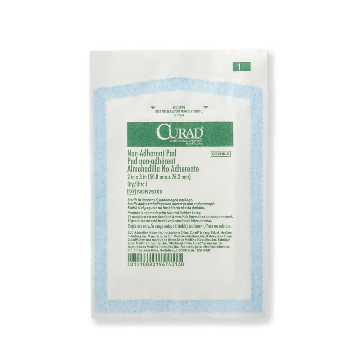 Curad Sterile Nonadherent Pad, Soft, Perforated, Absorbent, Cotton/Polyester, 2" x 3", Sterile, 100 pads - görsel 8