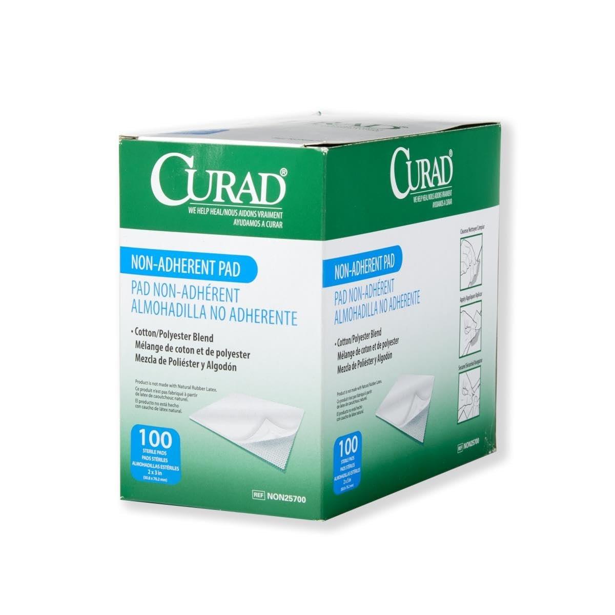 Curad Sterile Nonadherent Pad, Soft, Perforated, Absorbent, Cotton/Polyester, 2" x 3", Sterile, 100 pads - görsel 14