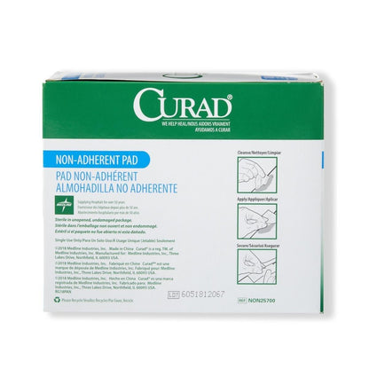 Curad Sterile Nonadherent Pad, Soft, Perforated, Absorbent, Cotton/Polyester, 2" x 3", Sterile, 100 pads