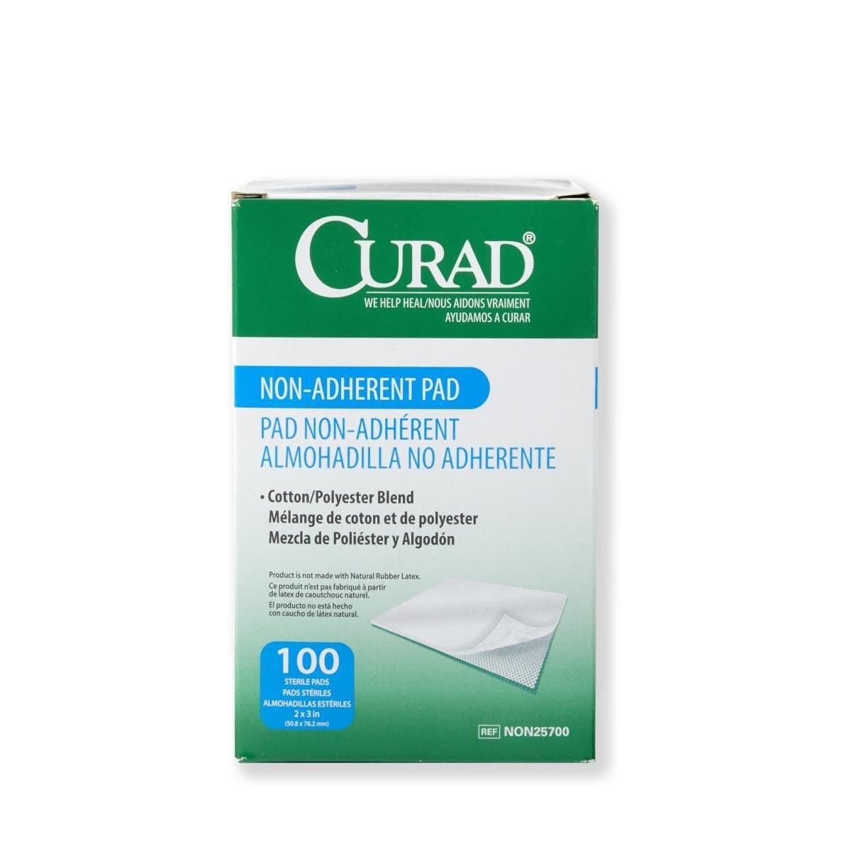 Curad Sterile Nonadherent Pad, Soft, Perforated, Absorbent, Cotton/Polyester, 2" x 3", Sterile, 100 pads - görsel 10
