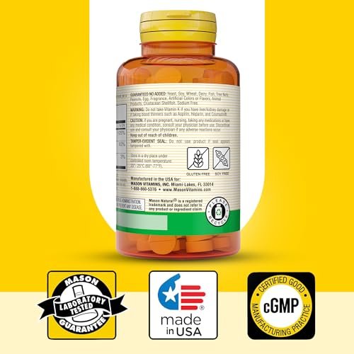 MASON NATURAL Vitamin K2 + D3, 100-Day Supply, with Calcium for Normal Bone and Muscle Support, Tablets - görsel 3
