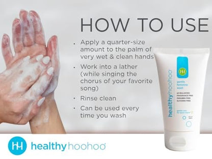 Healthy Hoohoo Gentle Feminine Wash for Women, pH Balanced Vulva Cleanser for Sensitive Skin, Plant Based Natural Hygiene, Unscented Vaginal Soap, Paraben and Glycerin Free (4 fl oz)