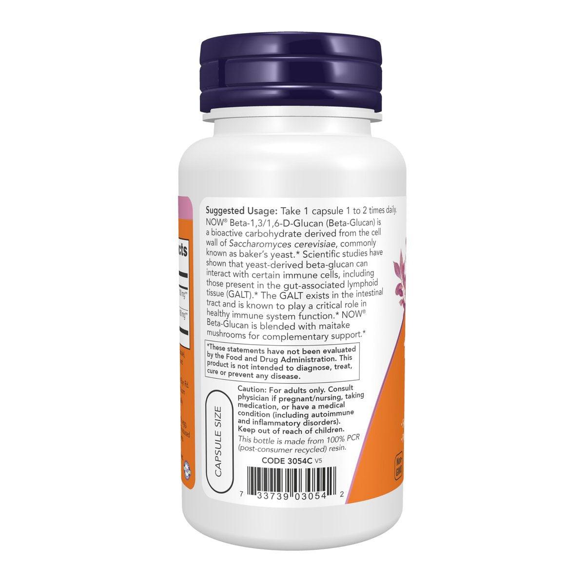 NOW Foods Supplements, Beta 1,3/1,6- D-Glucan 100 mg with Maitake Mushrooms, 90 Veg Capsules - görsel 4