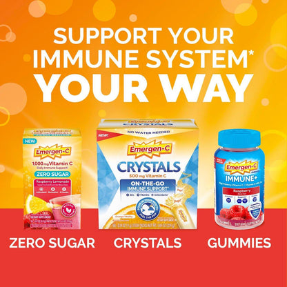 Emergen-C 1000mg Vitamin C Immune Support Powder Tangerine 30CT includes Zinc, Manganese, 7 B Vitamins and Electrolytes