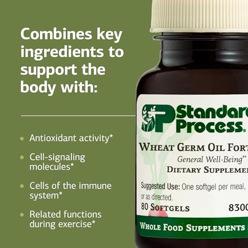 Standard Process Wheat Germ Oil Fortified - Immune Support Supplement to Aid Antioxidant Activity - Gluten-Free, Non-Dairy & Non-Soy - 80 Softgels (80 Servings) - görsel 6