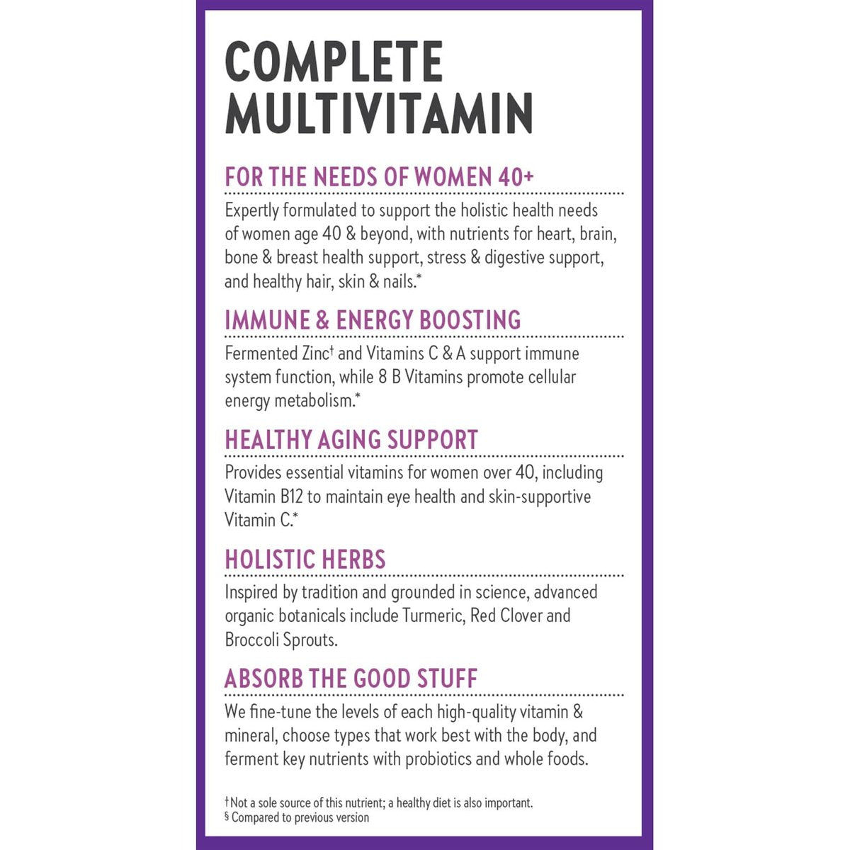 New Chapter Women’s Multivitamin 40+, extra B6 & B12, Biotin for Hair Growth, D3, Vit C, Zinc for Immune & Stress Support, Gentle on an Empty Stomach, One Daily, Non-GMO, Gluten-Free, 48 Tablets - görsel 5