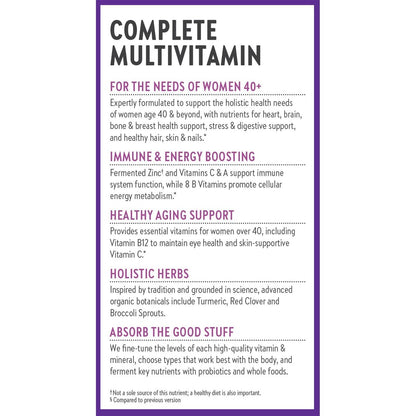 New Chapter Women’s Multivitamin 40+, extra B6 & B12, Biotin for Hair Growth, D3, Vit C, Zinc for Immune & Stress Support, Gentle on an Empty Stomach, One Daily, Non-GMO, Gluten-Free, 48 Tablets