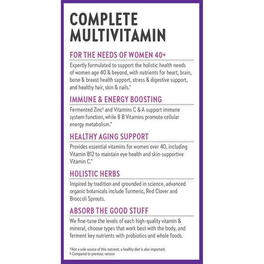 New Chapter Women’s Multivitamin 40+, extra B6 & B12, Biotin for Hair Growth, D3, Vit C, Zinc for Immune & Stress Support, Gentle on an Empty Stomach, One Daily, Non-GMO, Gluten-Free, 48 Tablets