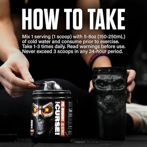 JNX SPORTS The Curse! Blue Raspberry Pre Workout Powder with Creatine – Extreme Energy Preworkout for Men & Women – 50 Servings – L Citrulline, Beta Alanine & Caffeine for Pump, Strength & Focus - görsel 12