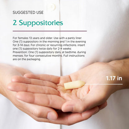 Vitanica Yeast Arrest, Homeopathic Vaginal Suppositories, for Yeast Infection Symptoms, Relieves Burning, Itching & Discharge, with Boric Acid, Tea Tree Oil & Probiotics, Vegan, 14 Count