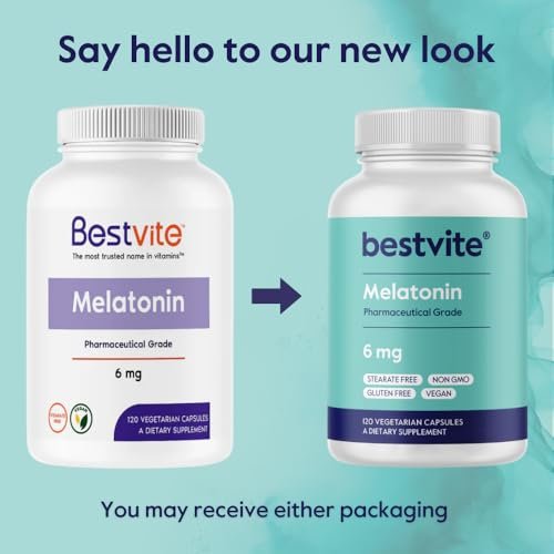 BESTVITE Melatonin 6 mg - 120 Veg Caps - No – Vegan & Non-GMO: Suitable for plant-based lifestyles, and made – Image 4