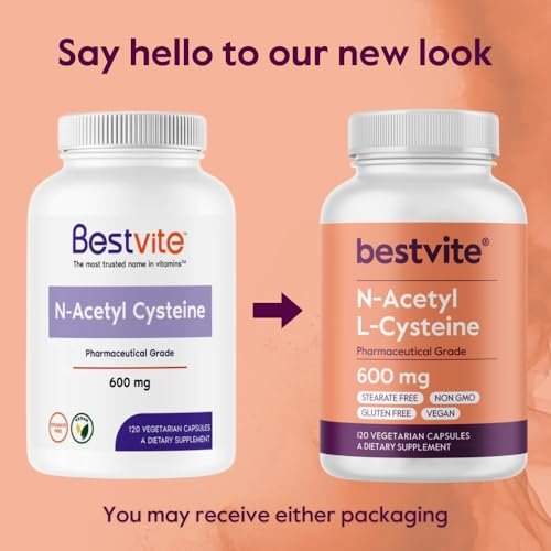 BESTVITE N-Acetyl L-Cysteine (NAC) 600mg Per Capsule (120 Vegetarian Capsules) - No Stearates - Vegan - No Fillers - No Silica - No Gelatin - Gluten Free - Non GMO - görsel 6