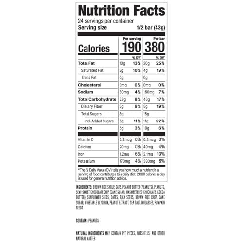PROBAR MEAL Bar, Peanut Butter Chocolate Chip, Non-GMO, Gluten-Free, Plant-Based, 12 Count