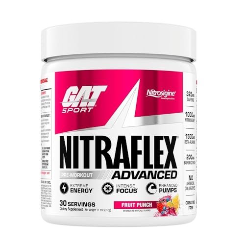 GAT SPORT Nitraflex Advanced Pre-Workout Powder, Increases Blood Flow, Boosts Strength and Energy, Improves Exercise Performance, Men & Women (Fruit Punch, 30 Servings) - görsel 4