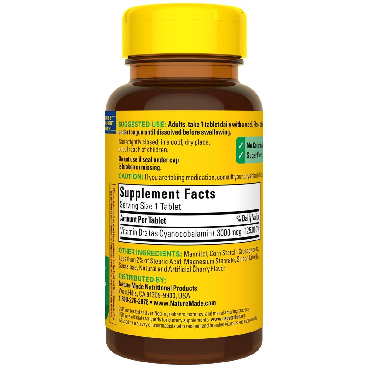 Nature Made Vitamin B12 1000 mcg, Easy to Take Vitamin B12 Sublingual Tablets for Energy Metabolism Support, 150 Sugar Free Fast Dissolve Tablets, 150 Day Supply - görsel 13