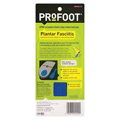 PROFOOT Plantar Fasciitis Orthotic Insoles for Women (Sizes 6-10) – Gel Shoe Inserts for Instant Heel Pain Relief and Arch Support – 1 Pair of Heel Pads