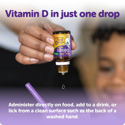 Ddrops Kids Booster 600IU 100 Drops - Daily Liquid Vitamin D for Kids. Support Strong Bones & Immune System in Children. No Preservatives, No Sugar, Non-GMO, Allergy-Friendly