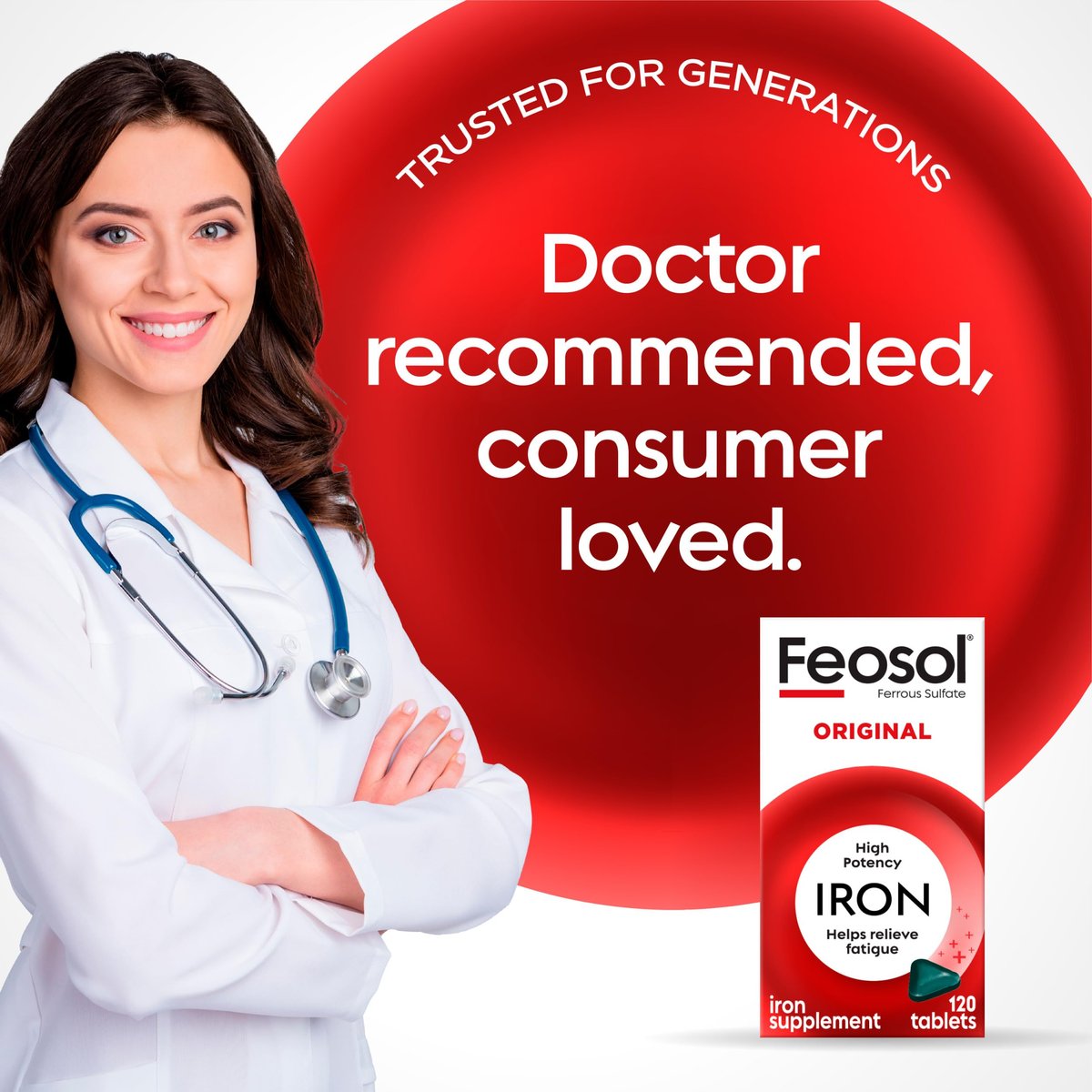 Feosol Original Iron Supplement Tablets, Non-heme, 65mg Iron per Pill, 1 Per Day, 120ct, 4 Month Supply, for Energy and Immune System Support, Made in USA - görsel 9