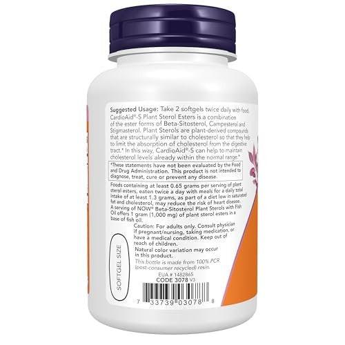 NOW Foods Supplements, Beta-Sitosterol Plant Sterols with CardioAid®-S Plant Sterol Esters and Added Fish Oil, 90 Softgels - görsel 2