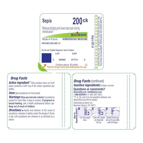 Boiron Sepia 200Ck Homeopathic Medicine for Mood Swings and Irritability - 80 Pellets - görsel 1