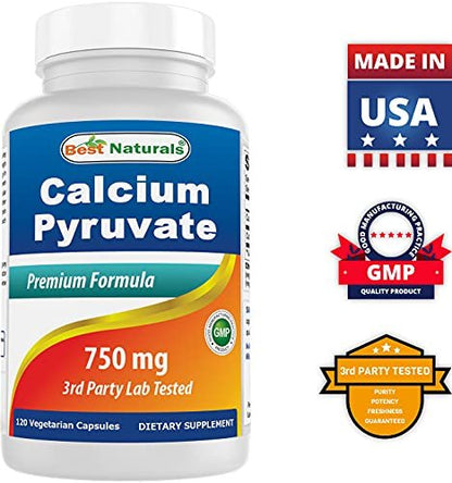 Calcium Pyruvate 750 mg 120 Capsules by Best Naturals (Pack of 2)