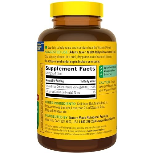 Nature Made Vitamin D3 2000 IU (50 mcg), Vitamin D Supplement for Bone, Teeth, Muscle and Immune Health Support, 400 Tablets, 400 Day Supply - görsel 13