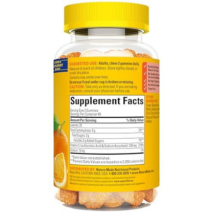 Nature Made Vitamin C 250 mg Per Serving, Dietary Supplement for Immune Support, Vitamin C Gummies for Adults, 80 Gummies, 40 Day Supply